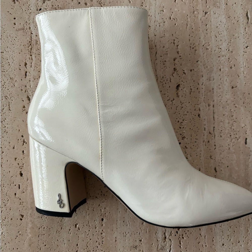 Sam Edelman Hilary White Patent Leather Ankle Boot (size 8.5)